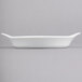 A white rectangular Libbey porcelain dish with two handles.