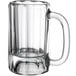 A case of 12 clear Libbey glass beer mugs with handles.