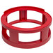 A red plastic DeVault keg spacer ring with holes.