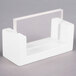 A white plastic U-frame table card holder with a clear plastic strip.