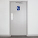 A restaurant bathroom door with a blue and white Thunder Group Handicap Accessible Men's restroom sign.