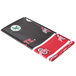 A black and red table cover with white and red Ohio State University logos.