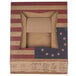 A 9" x 9" x 2 1/2" pie box with a vintage American flag and Declaration of Independence design.