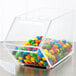 A Cal-Mil clear plastic topping bin with colorful candies in it.