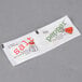 A white packet with red and green text reading "Salt" and "Pepper"