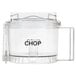 A clear plastic Waring food chopper bowl with black text.