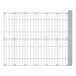 A white metal grid with holes for 12 shelves.