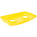 A yellow rectangular plastic tray with two round holes.