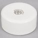 An American Metalcraft white round porcelain salt and pepper dish with a logo on it.