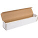 A white cardboard box with a brown lid on it.