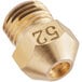 A close-up of a brass threaded nozzle with the number 27.
