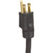 A black power cord with two gold plugs for an APW Wyott refrigerated cold food well.