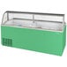 A green Turbo Air ice cream dipping cabinet with glass doors.