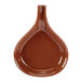 A brown ceramic CAC Festiware fry pan plate with a handle.
