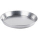 A silver Royal Industries aluminum deep dish pizza pan.