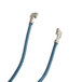 A blue and silver wire with white connectors.