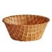 A brown JOY waffle bowl with a pattern on it.