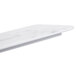 A white rectangular Elite Global Solutions faux Carrara marble serving board with a white background and a silver handle.