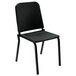 A National Public Seating black Melody stack chair with metal legs and a black seat and back.