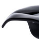 A black melamine bowl with a curved edge.
