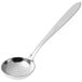 A close-up of a Thunder Group stainless steel serving ladle with a long handle.