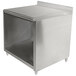 A stainless steel Advance Tabco cabinet base work table with a shelf on top.