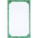 A rectangular green frame with white paper inside and a green border.