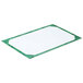 Green rectangular menu paper with a marble border in white and green.