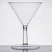 A clear plastic WNA Comet martini glass with a stem.