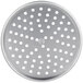 An American Metalcraft heavy weight aluminum circular pizza pan with holes in the bottom.