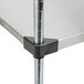 A Metro stainless steel flat shelf on a Metro wire shelving unit.