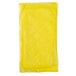A yellow rectangular absorbent meat pad with a diamond pattern.