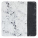 A white and black marbled rectangular serving board with a white border.