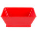 A red polyethylene square plastic basket with a chile design.
