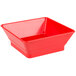 A red square polyethylene basket with a chile design.