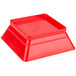 A red polyethylene square plastic basket with a lid.