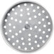 An American Metalcraft heavy weight aluminum pizza pan with straight sides and holes.