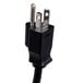 A close-up of a black power cord with two plugs on it.