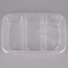 A clear plastic Polar Pak catering tray with 3 compartments.