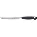 A Mercer Culinary steak knife with a black handle and silver blade.