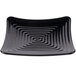A black square GET Milano melamine plate with a spiral pattern.