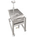 A stainless steel Alto-Shaam Drip Pan Trolley on wheels with a metal tray in it.