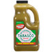 A 64 oz. bottle of TABASCO® Green Pepper Hot Sauce on a white background.