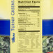 A label showing nutrition information for Allens chopped turnip greens.