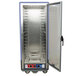 A blue Metro C5 heated holding and proofing cabinet with shelves and a clear door.