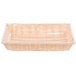 A Tablecraft rectangular woven rattan-like basket with handles on a white background.