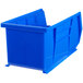 A blue Metro stack bin with a lid.