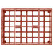 A red polyethylene grid with white squares and holes.