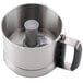 A stainless steel Robot Coupe cutter bowl kit with a handle.