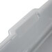 A close up of a gray high density polyethylene bus tub.